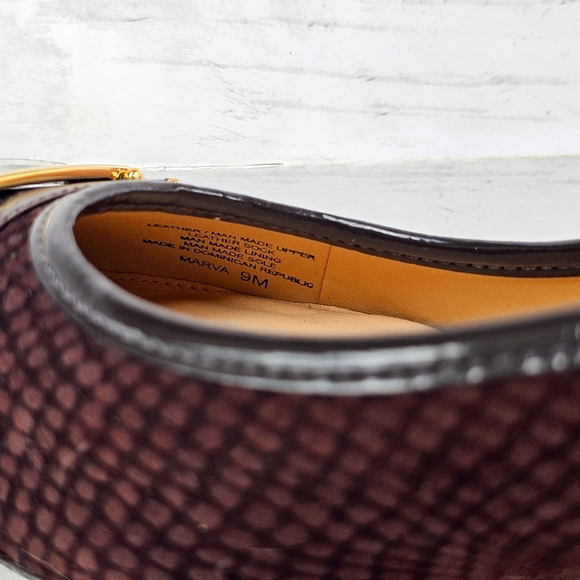 New Antonio Melani Marra Brown Leather Nubuck Snakeprint Wedge Heel Slip on - Picture 12 of 12